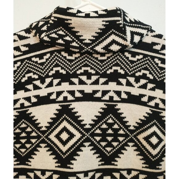 CHAPS Sweater Vest Button Up Black Ivory Southwest Aztec Cotton Knit - Large - Picture 7 of 8